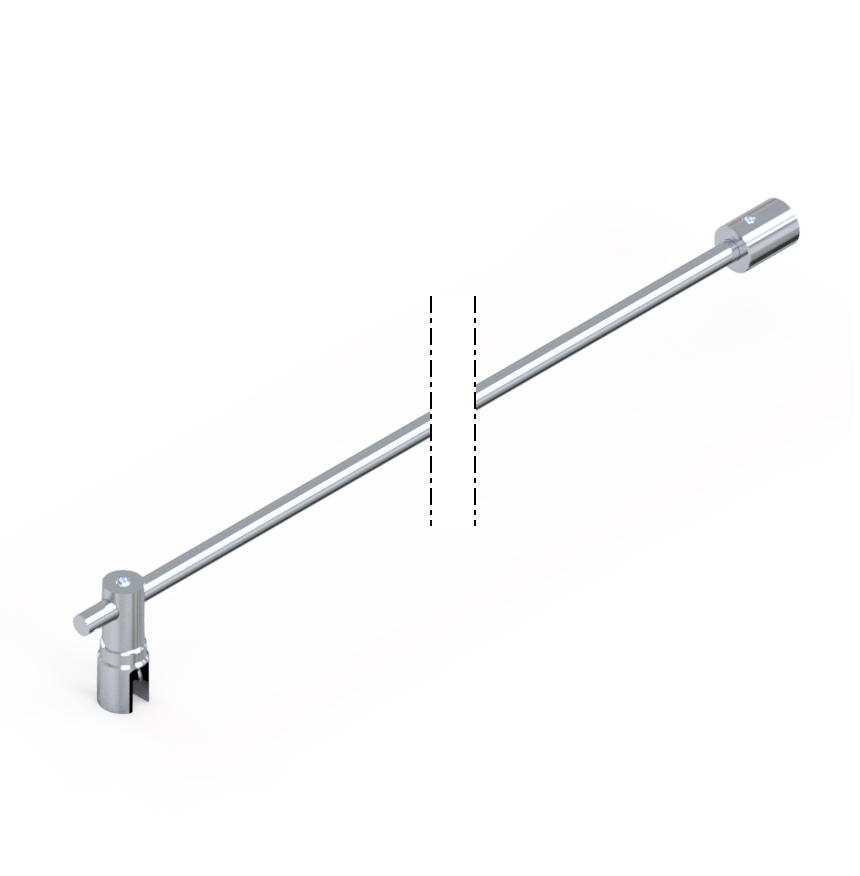 06710_31 Filigrano Stabilisationsstange, G-W Basismaterial: Messing Oberfläche: glanzverchromt Stablänge 1050 mm Runde Form Für 8 mm ESG // Filigrano Support bar, g-w Bar length 1050 mm Round design For 8 mm tempered glass